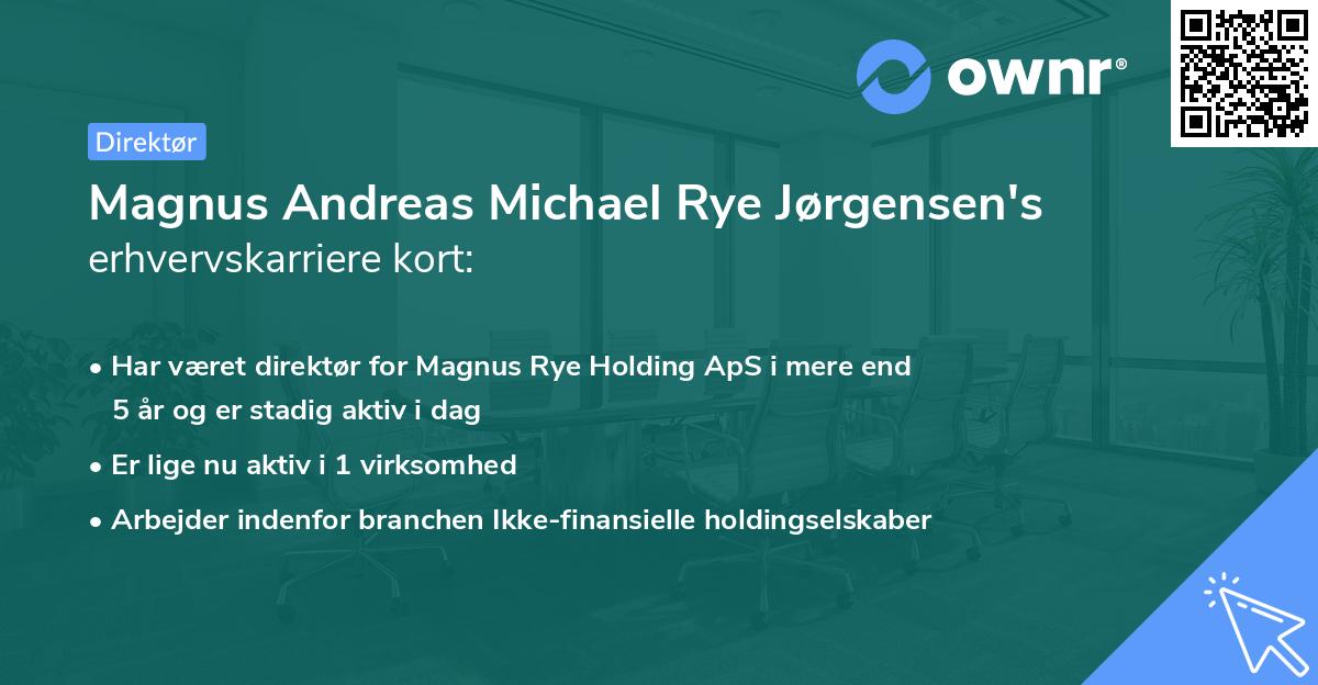 Magnus Andreas Michael Rye Jørgensen's erhvervskarriere kort