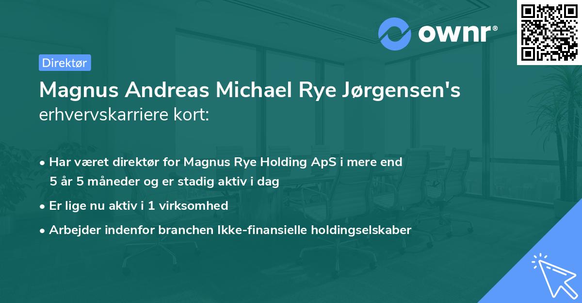 Magnus Andreas Michael Rye Jørgensen's erhvervskarriere kort