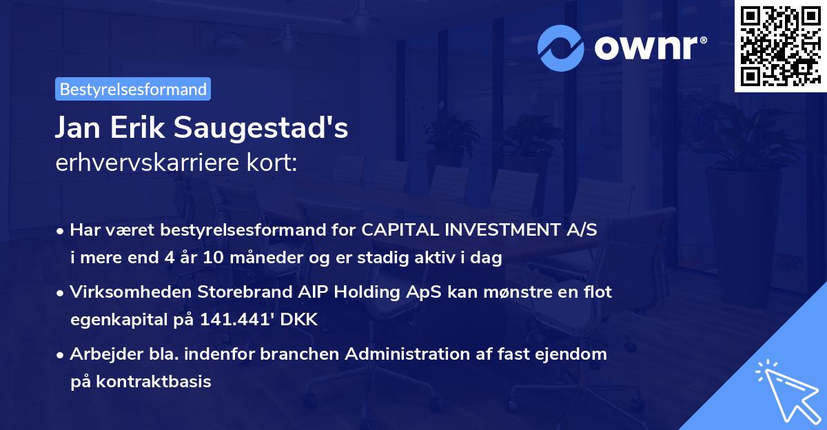 Jan Erik Saugestad's erhvervskarriere kort