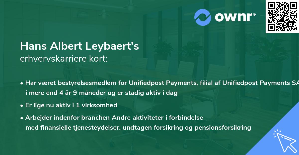 Hans Albert Leybaert's erhvervskarriere kort