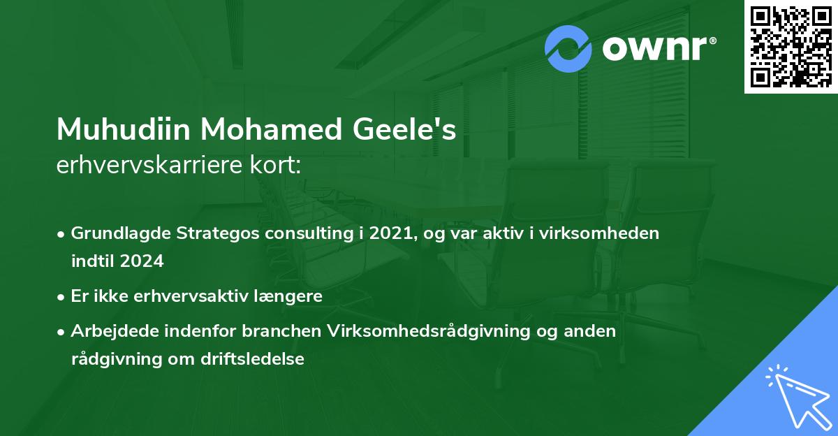 Muhudiin Mohamed Geele's erhvervskarriere kort