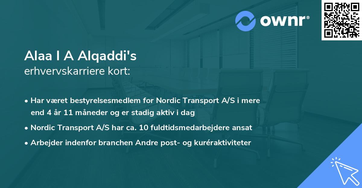 Alaa I A Alqaddi's erhvervskarriere kort