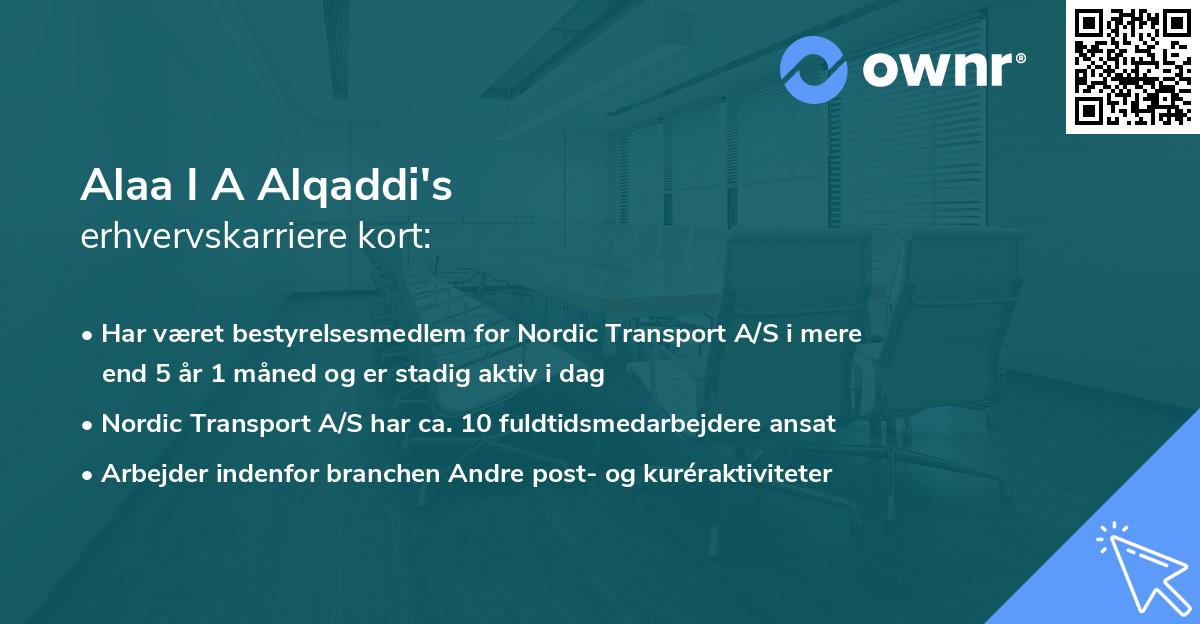 Alaa I A Alqaddi's erhvervskarriere kort