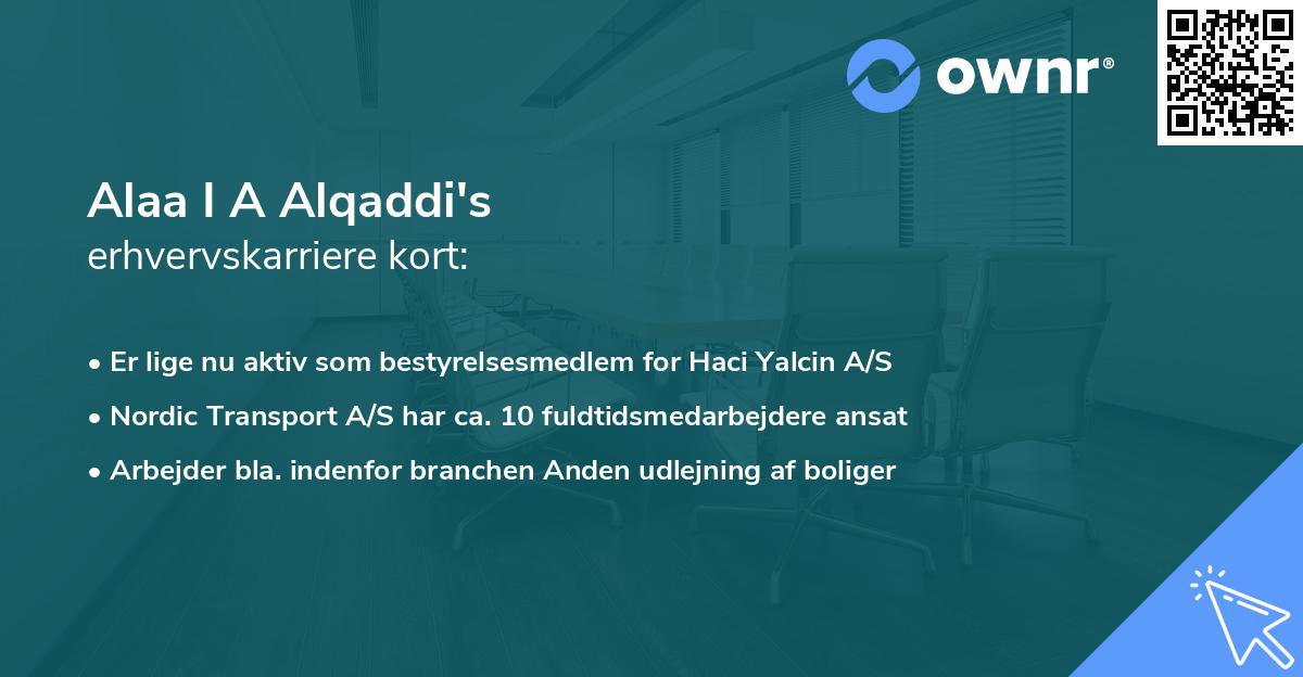 Alaa I A Alqaddi's erhvervskarriere kort
