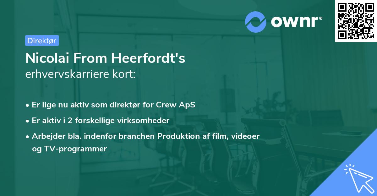 Nicolai From Heerfordt's erhvervskarriere kort