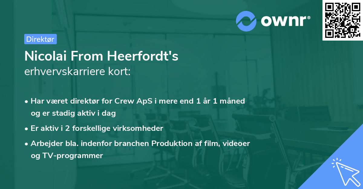 Nicolai From Heerfordt's erhvervskarriere kort