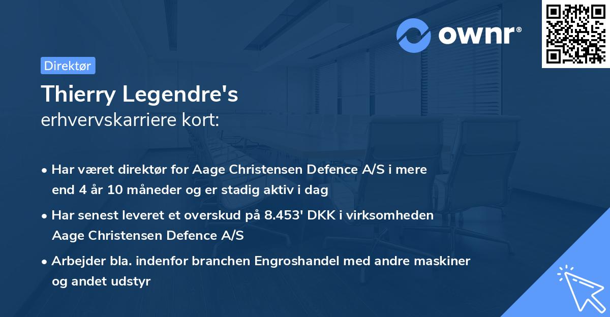 Thierry Legendre's erhvervskarriere kort