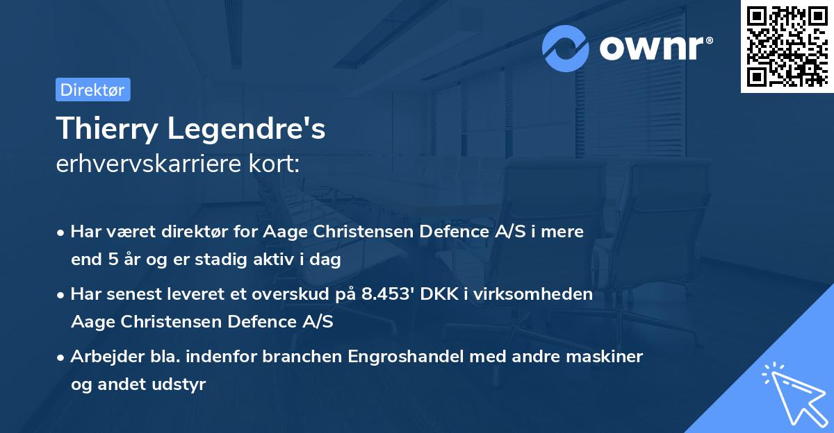 Thierry Legendre's erhvervskarriere kort