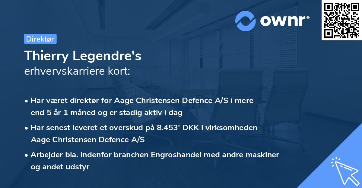 Thierry Legendre's erhvervskarriere kort