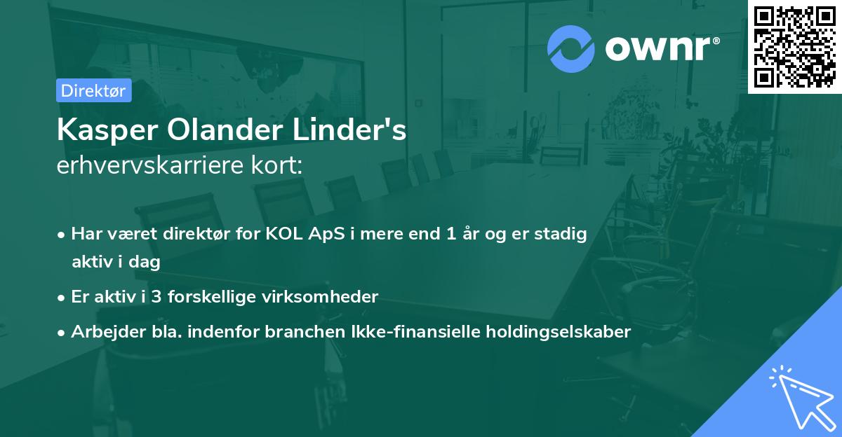 Kasper Olander Linder's erhvervskarriere kort