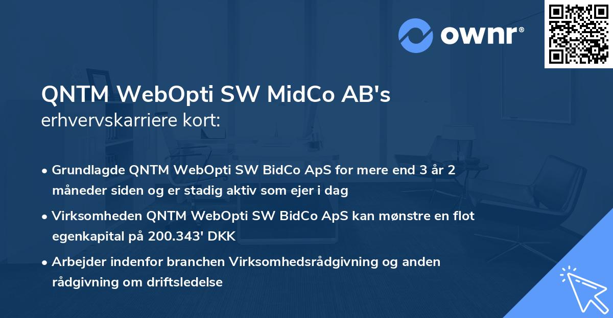 QNTM WebOpti SW MidCo AB's erhvervskarriere kort