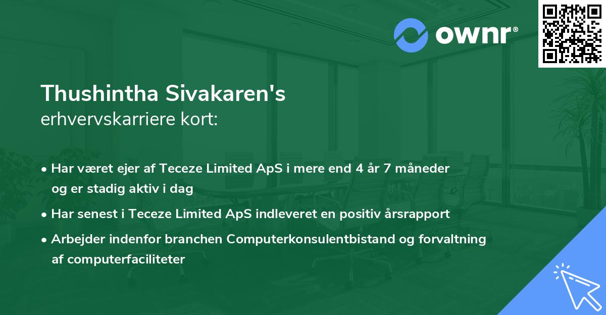 Thushintha Sivakaren's erhvervskarriere kort