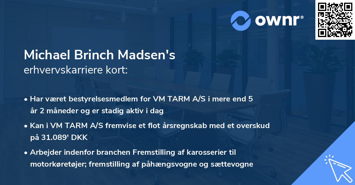 Michael Brinch Madsen's erhvervskarriere kort
