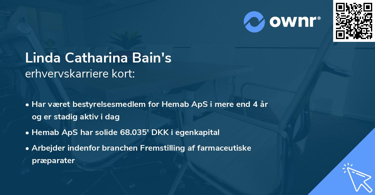 Linda Catharina Bain's erhvervskarriere kort