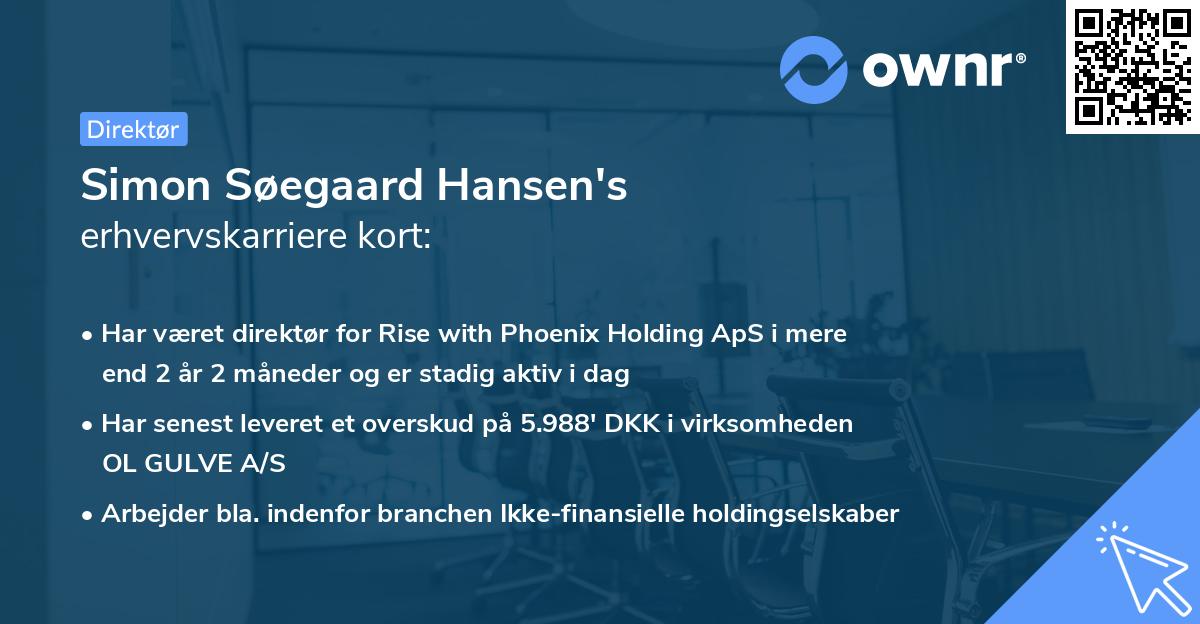 Simon Søegaard Hansen's erhvervskarriere kort