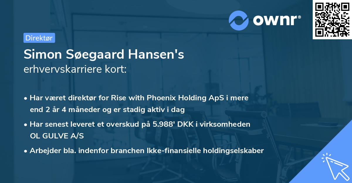 Simon Søegaard Hansen's erhvervskarriere kort