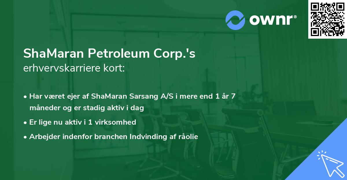ShaMaran Petroleum Corp.'s erhvervskarriere kort