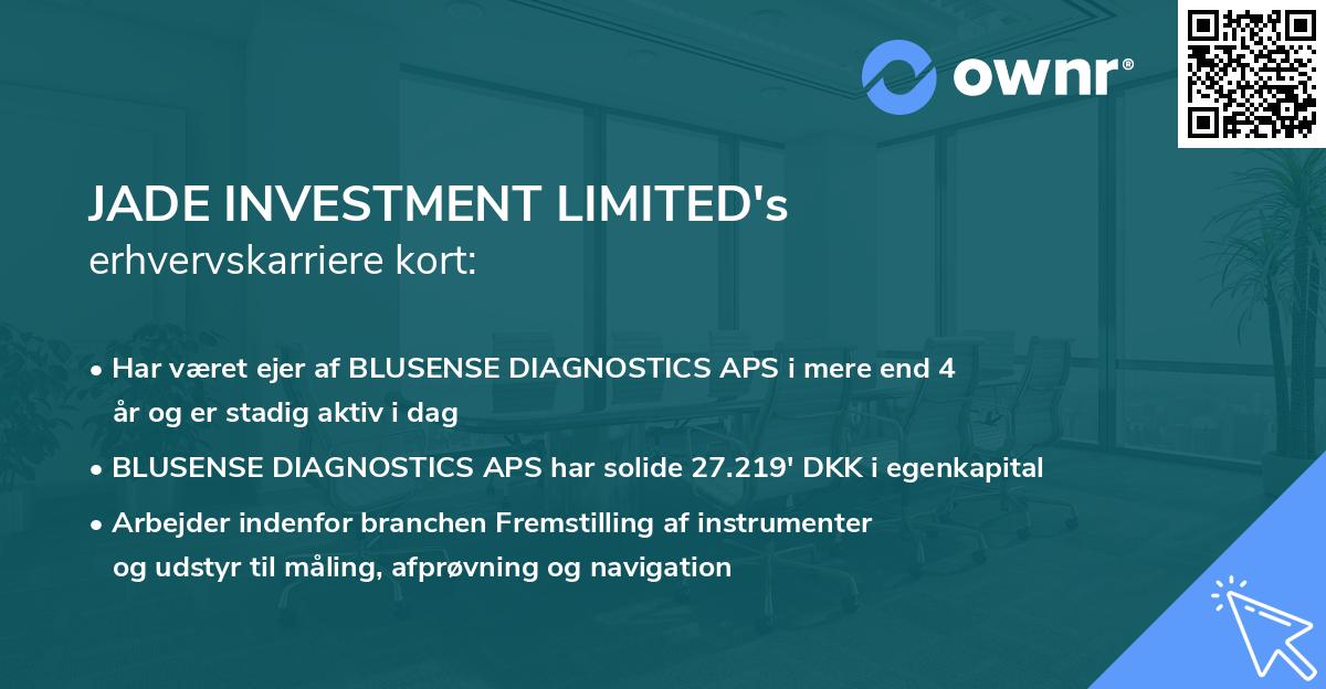 JADE INVESTMENT LIMITED's erhvervskarriere kort