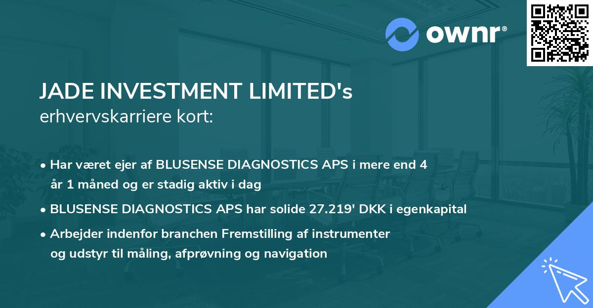 JADE INVESTMENT LIMITED's erhvervskarriere kort