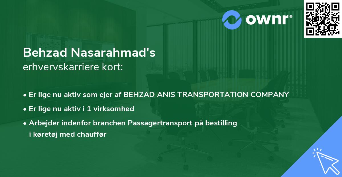 Behzad Nasarahmad's erhvervskarriere kort