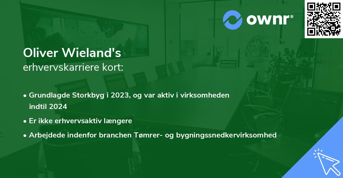 Oliver Wieland's erhvervskarriere kort