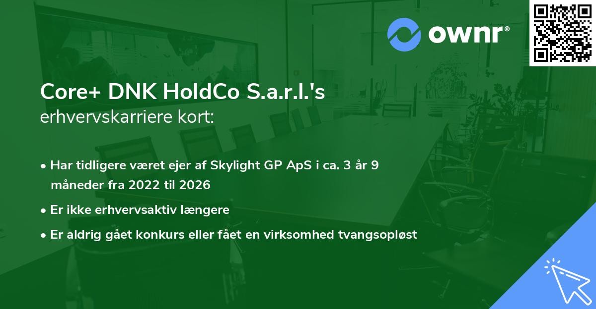 Core+ DNK HoldCo S.a.r.l.'s erhvervskarriere kort