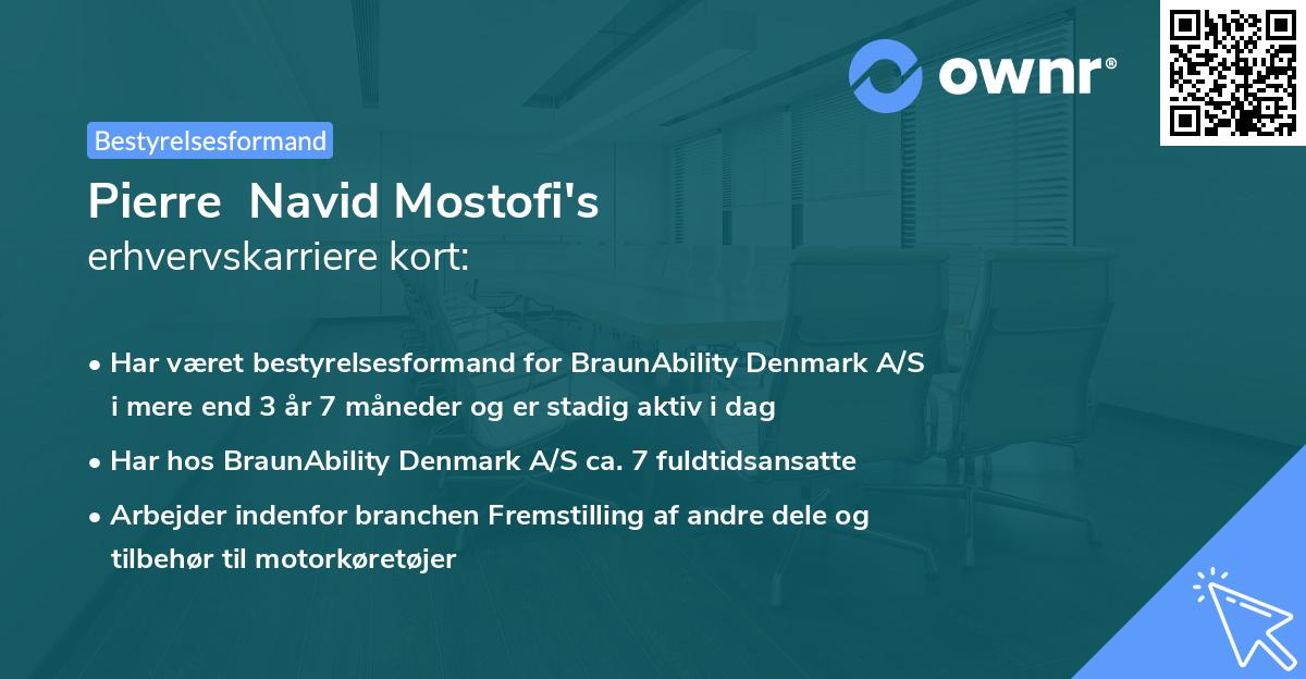 Pierre  Navid Mostofi's erhvervskarriere kort