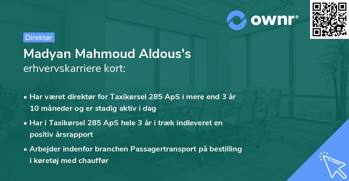 Madyan Mahmoud Aldous's erhvervskarriere kort