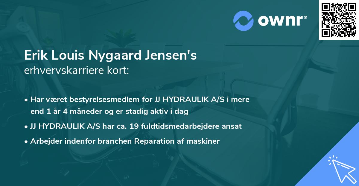 Erik Louis Nygaard Jensen's erhvervskarriere kort