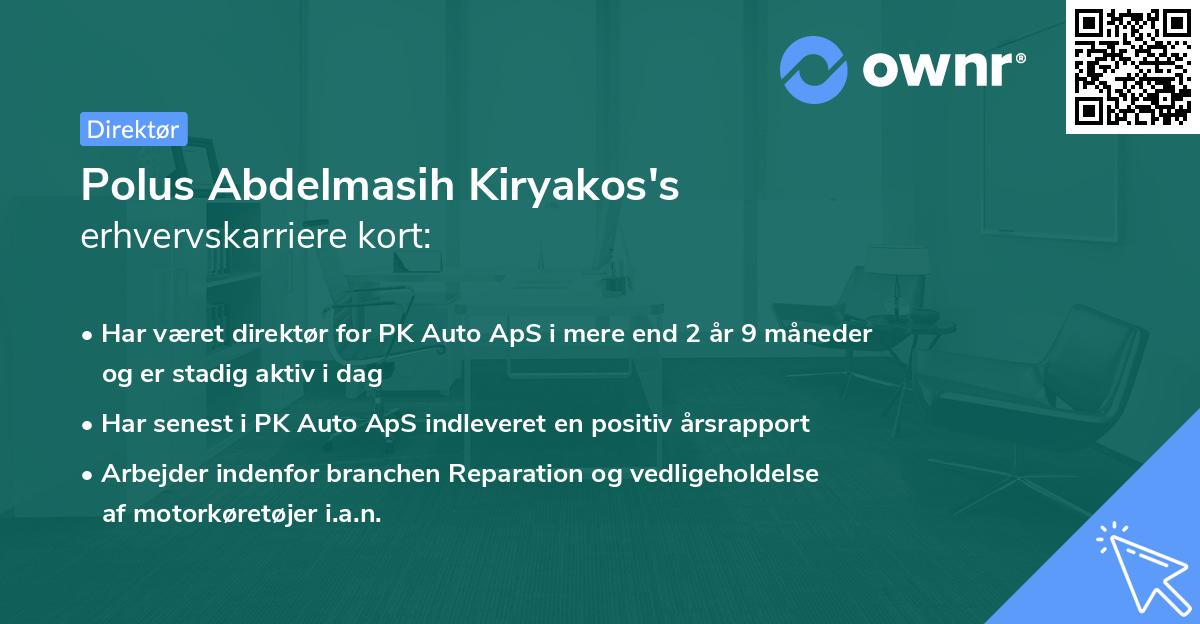 Polus Abdelmasih Kiryakos's erhvervskarriere kort