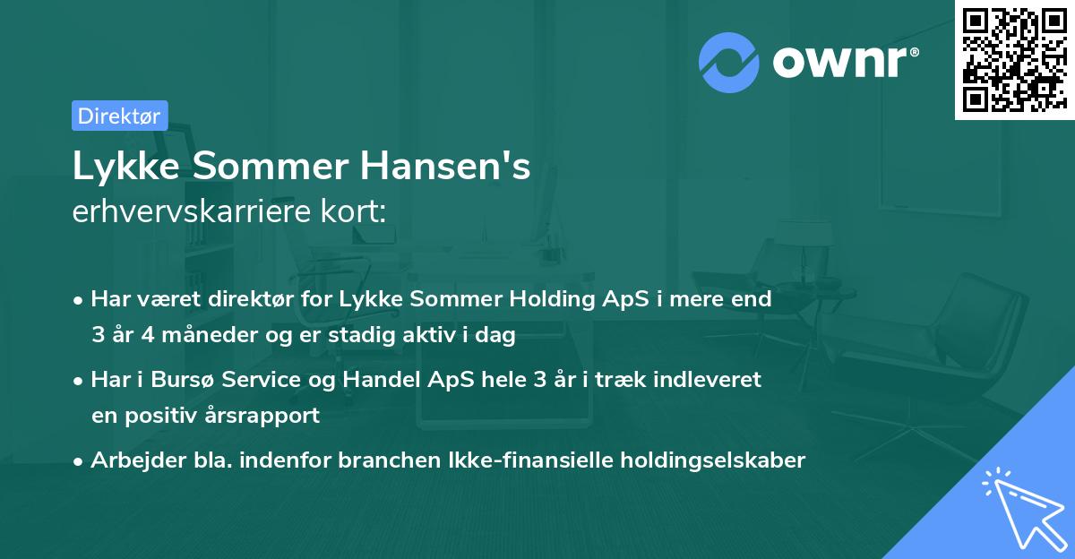 Lykke Sommer Hansen's erhvervskarriere kort