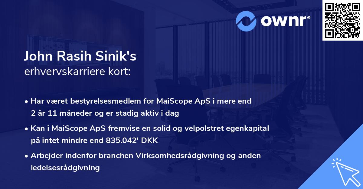 John Rasih Sinik's erhvervskarriere kort