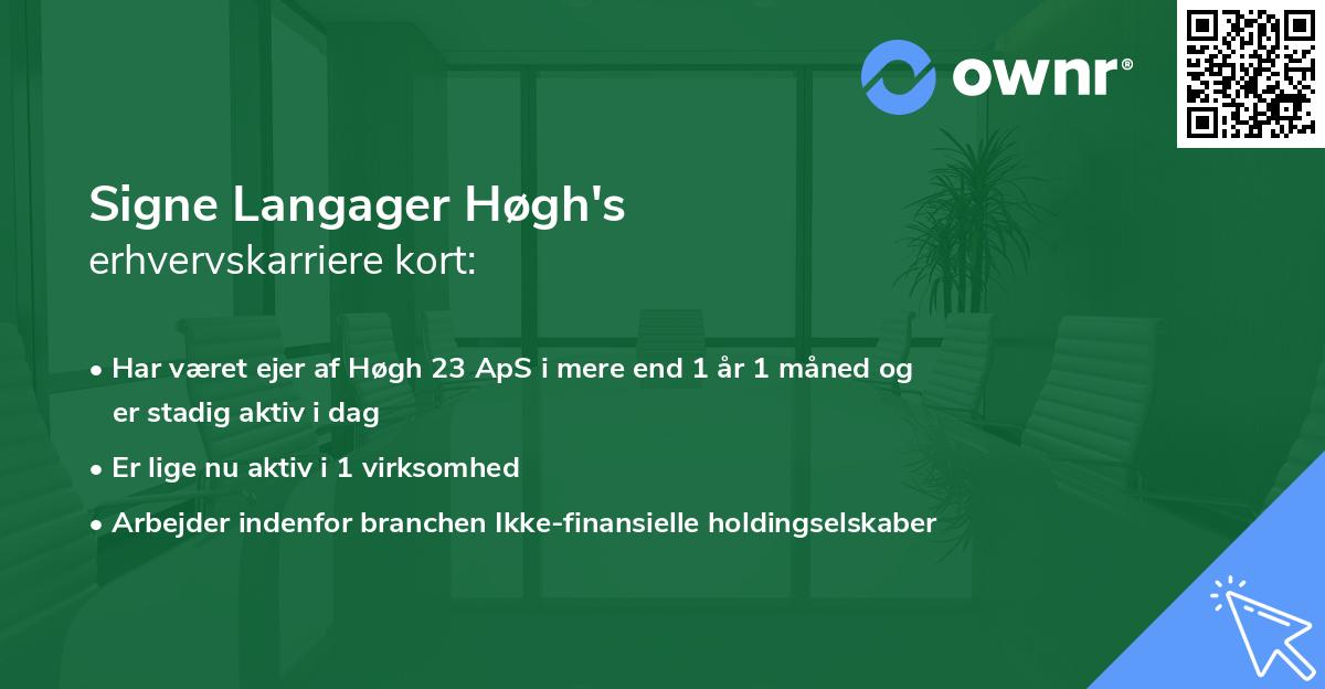 Signe Langager Høgh's erhvervskarriere kort