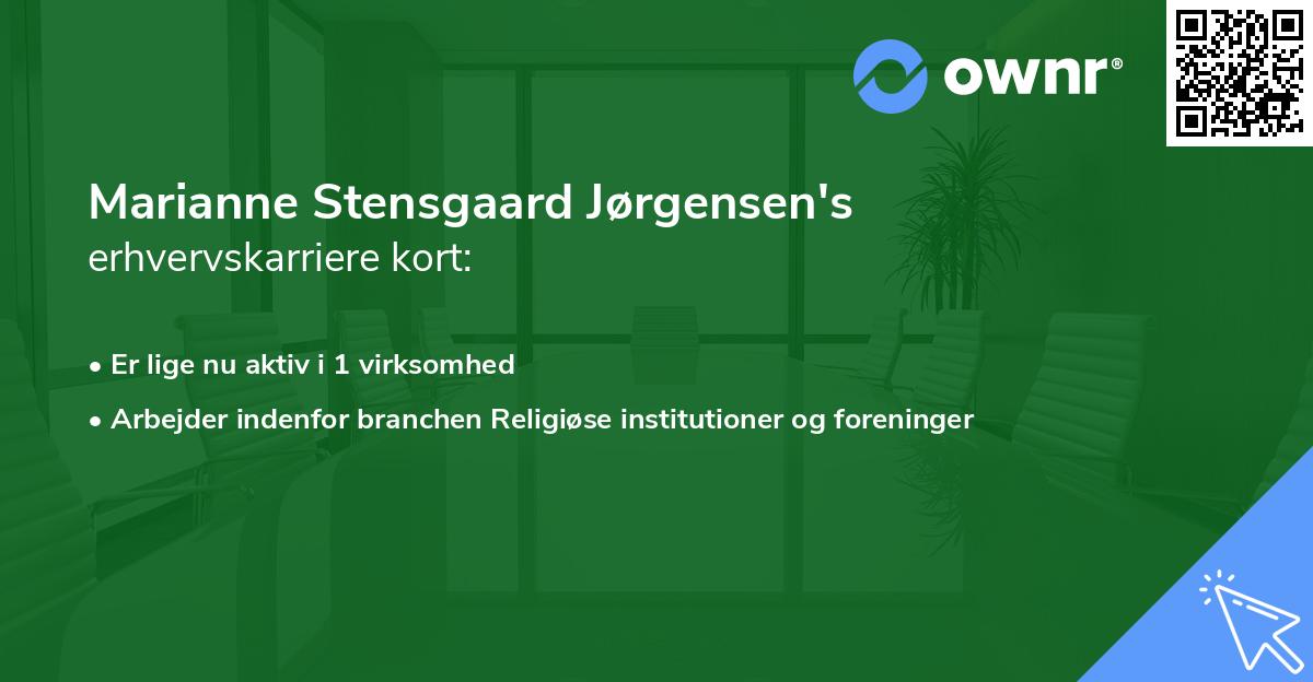 Marianne Stensgaard Jørgensen's erhvervskarriere kort