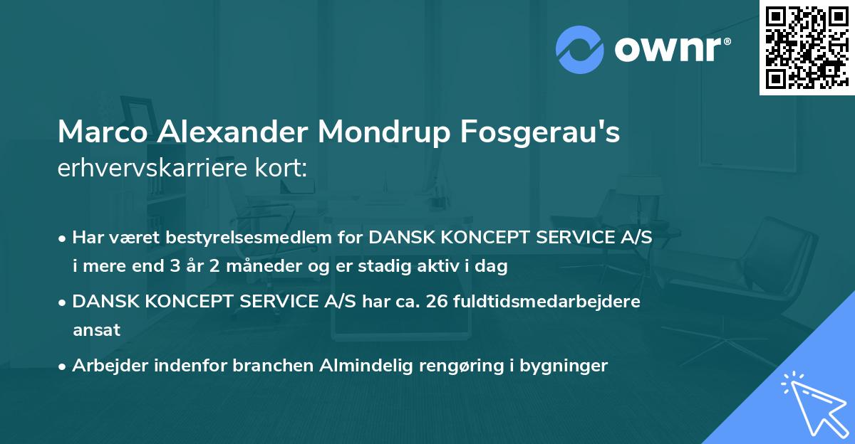 Marco Alexander Mondrup Fosgerau's erhvervskarriere kort