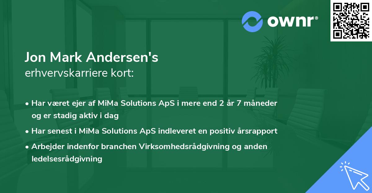 Jon Mark Andersen's erhvervskarriere kort