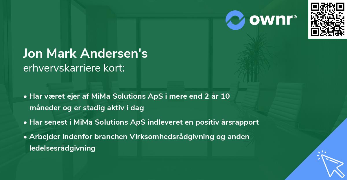Jon Mark Andersen's erhvervskarriere kort