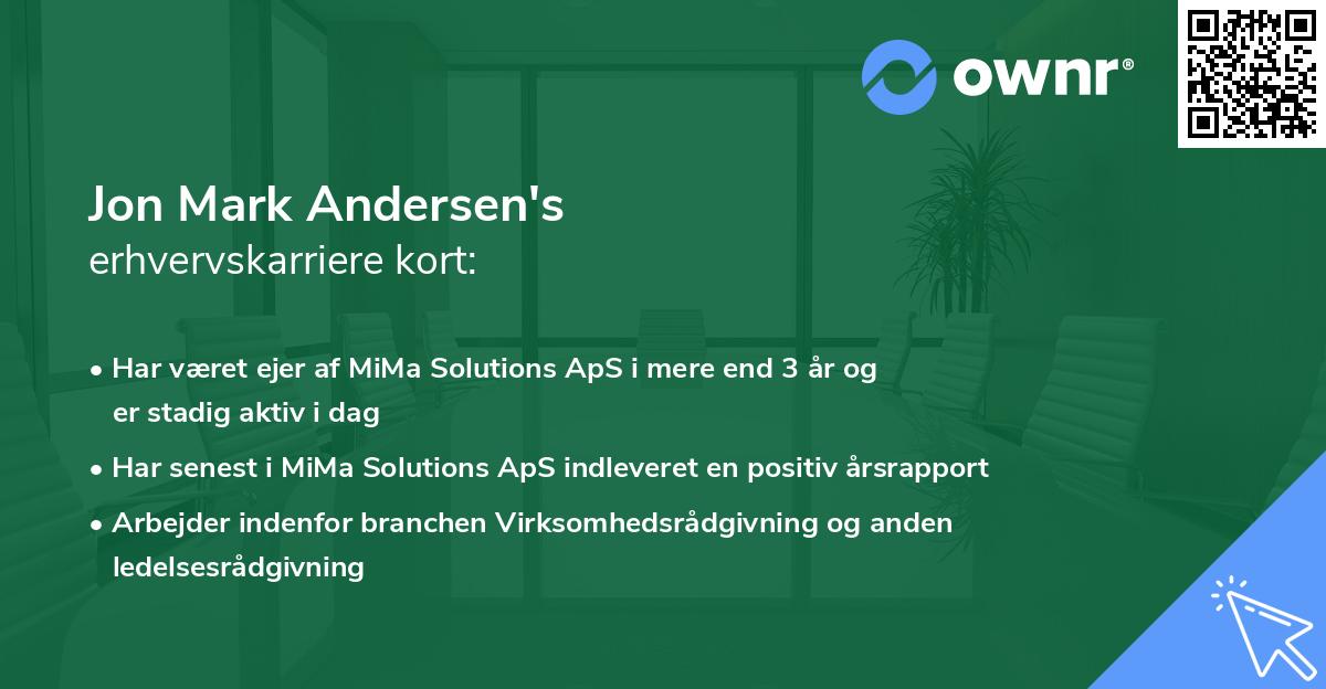 Jon Mark Andersen's erhvervskarriere kort