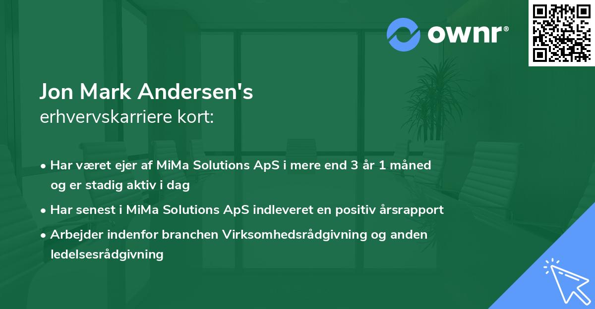 Jon Mark Andersen's erhvervskarriere kort