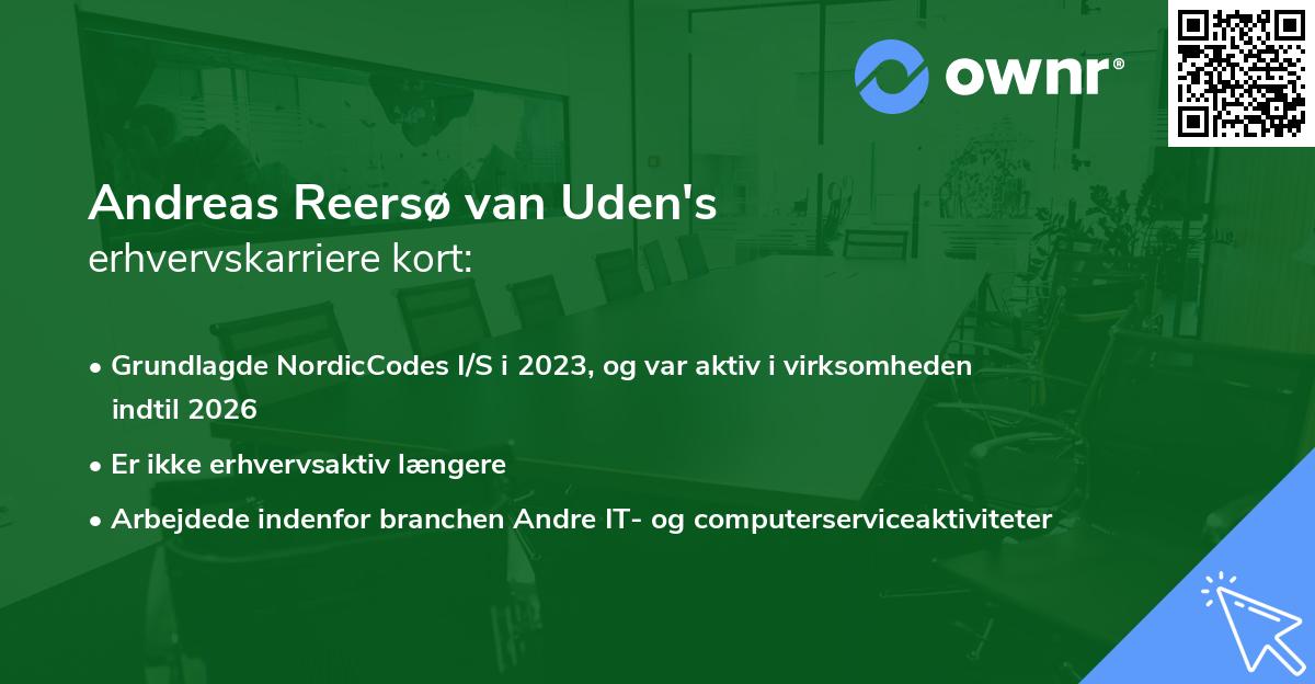 Andreas Reersø van Uden's erhvervskarriere kort