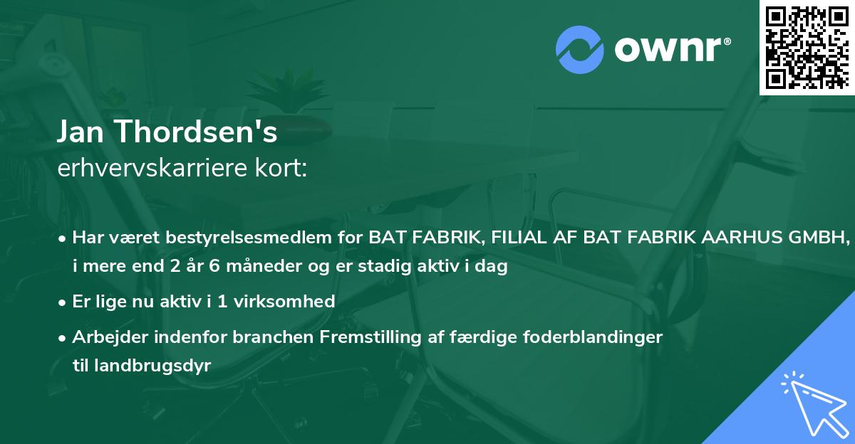 Jan Thordsen's erhvervskarriere kort