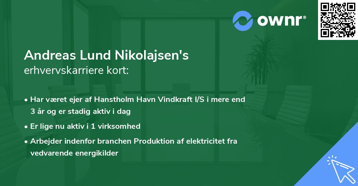 Andreas Lund Nikolajsen's erhvervskarriere kort