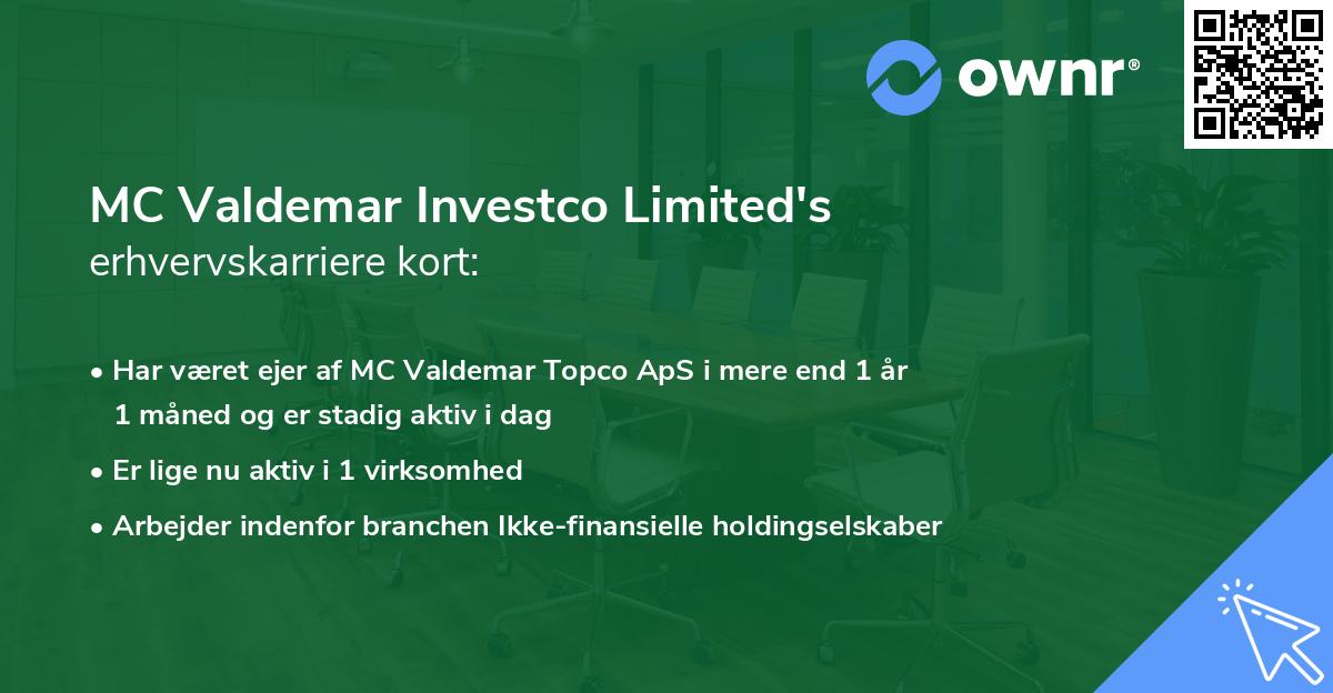 MC Valdemar Investco Limited's erhvervskarriere kort