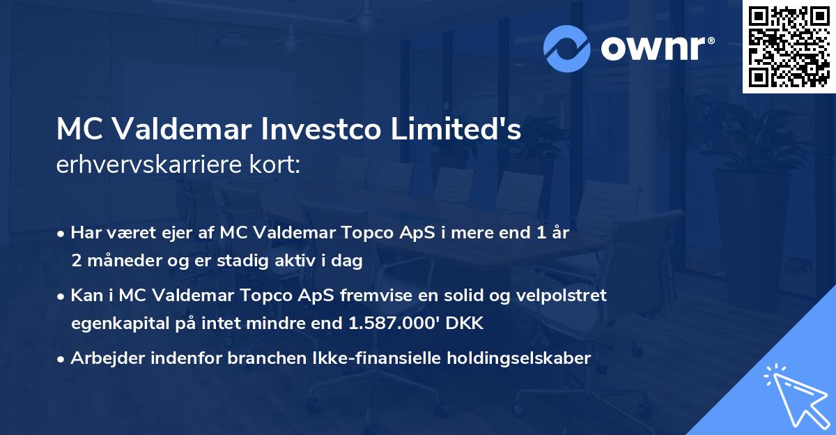 MC Valdemar Investco Limited's erhvervskarriere kort