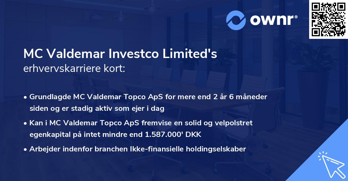 MC Valdemar Investco Limited's erhvervskarriere kort