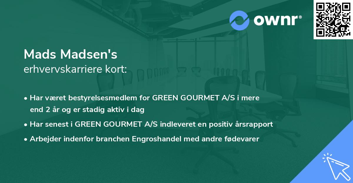 Mads Madsen's erhvervskarriere kort
