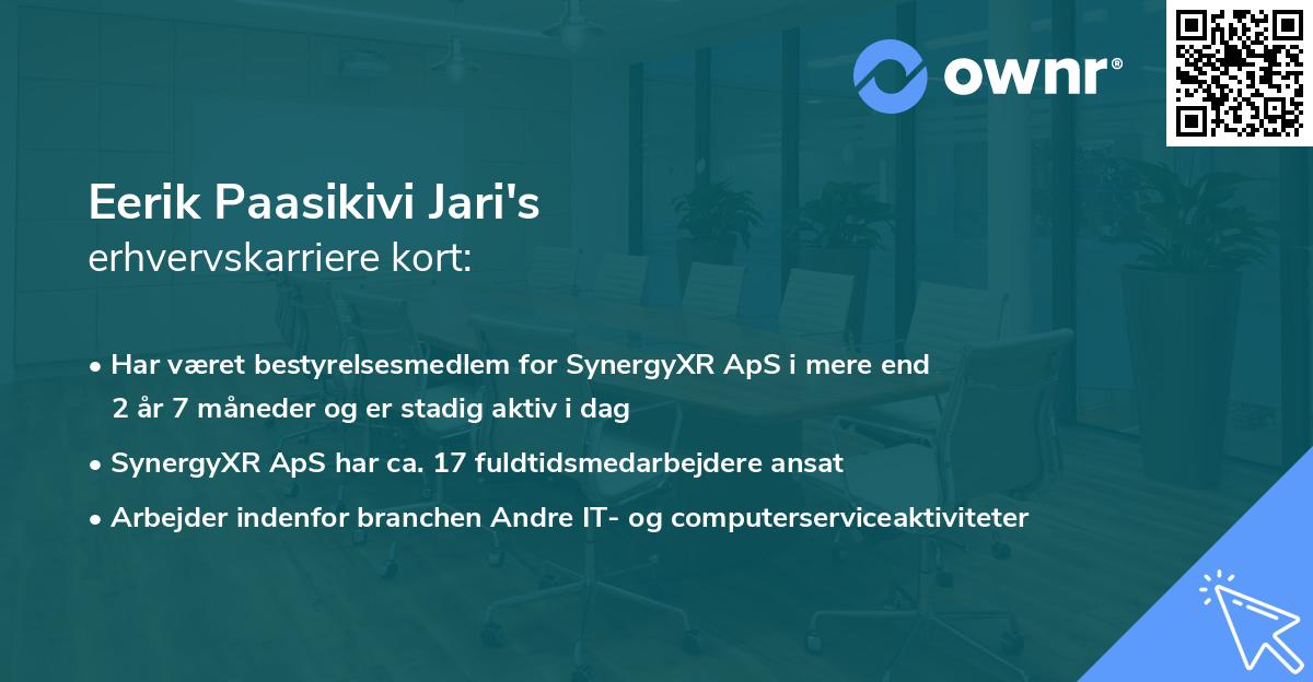 Eerik Paasikivi Jari's erhvervskarriere kort