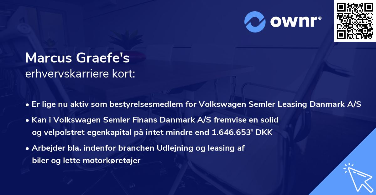 Marcus Graefe's erhvervskarriere kort
