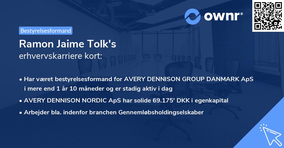 Ramon Jaime Tolk's erhvervskarriere kort
