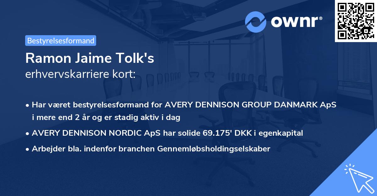Ramon Jaime Tolk's erhvervskarriere kort